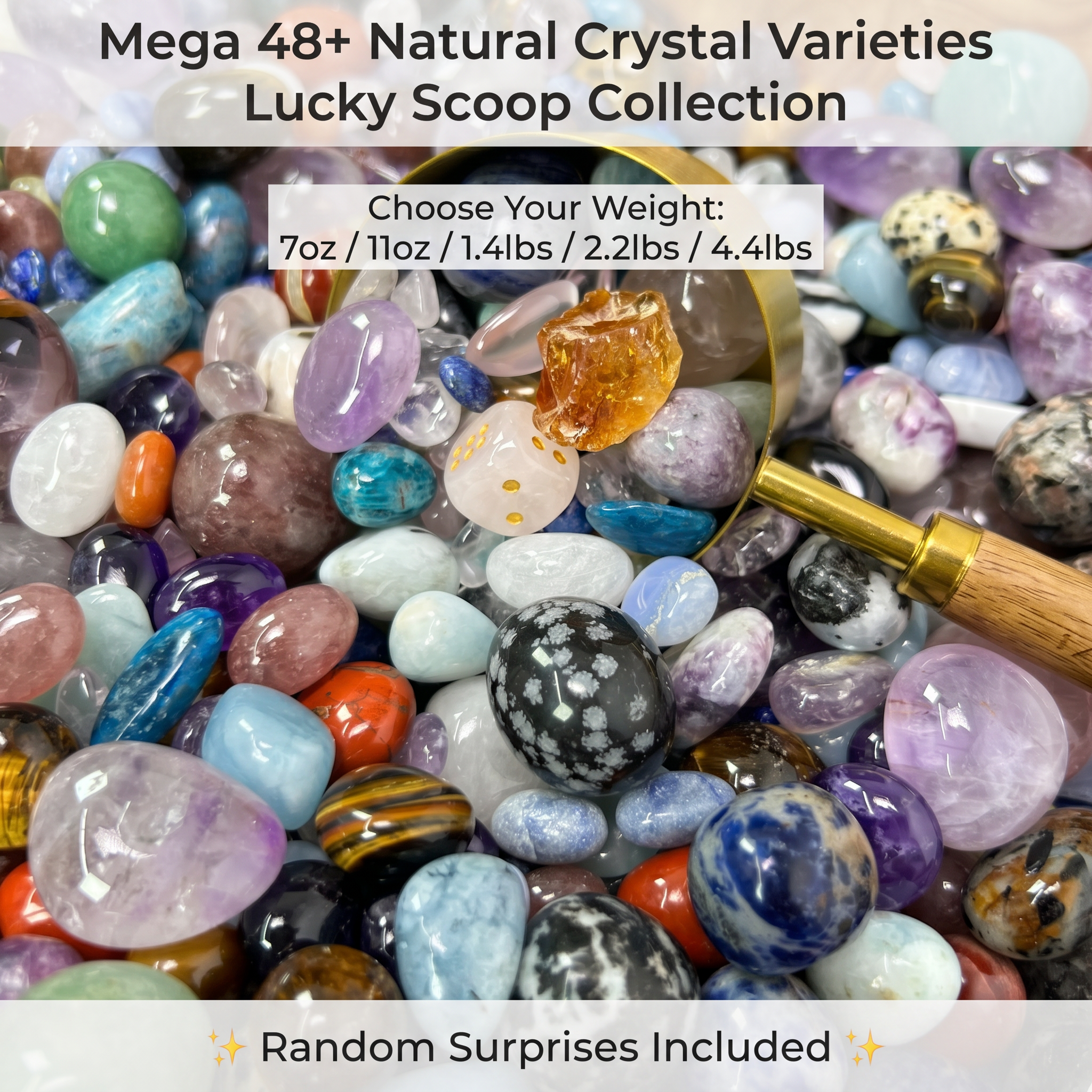 Natural Crystal Confetti Mystery Scoop - Healing Stones Mixed Bulk (7oz - 44lbs)