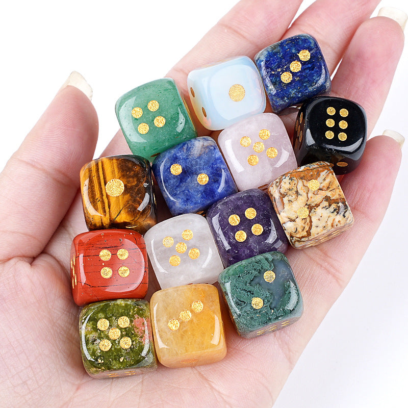 Natural Crystal Dice - Polished Gemstone D6 for Gaming & Decor