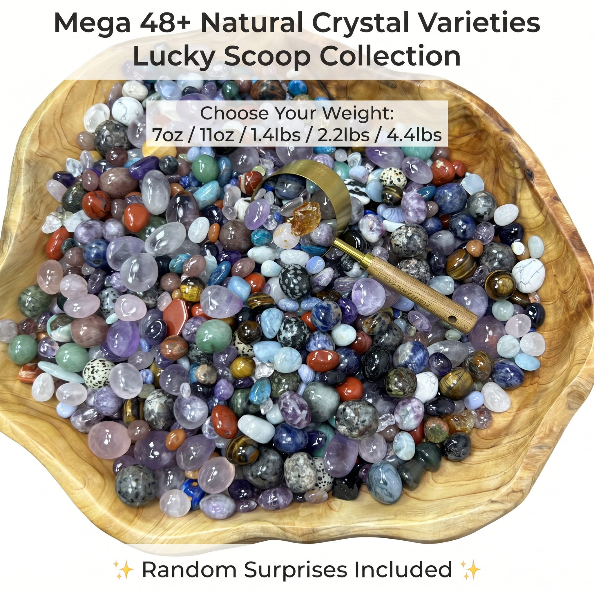 Natural Crystal Confetti Mystery Scoop - Healing Stones Mixed Bulk (7oz - 44lbs)