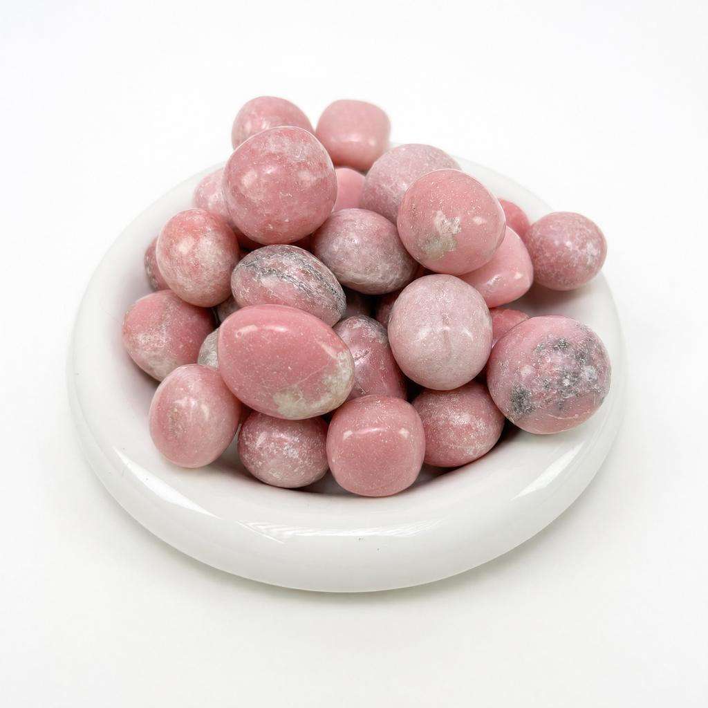 Natural Pink Opal Crystal Tumbled Stones - Opaque Pastel Pink stones for Emotional Healing
