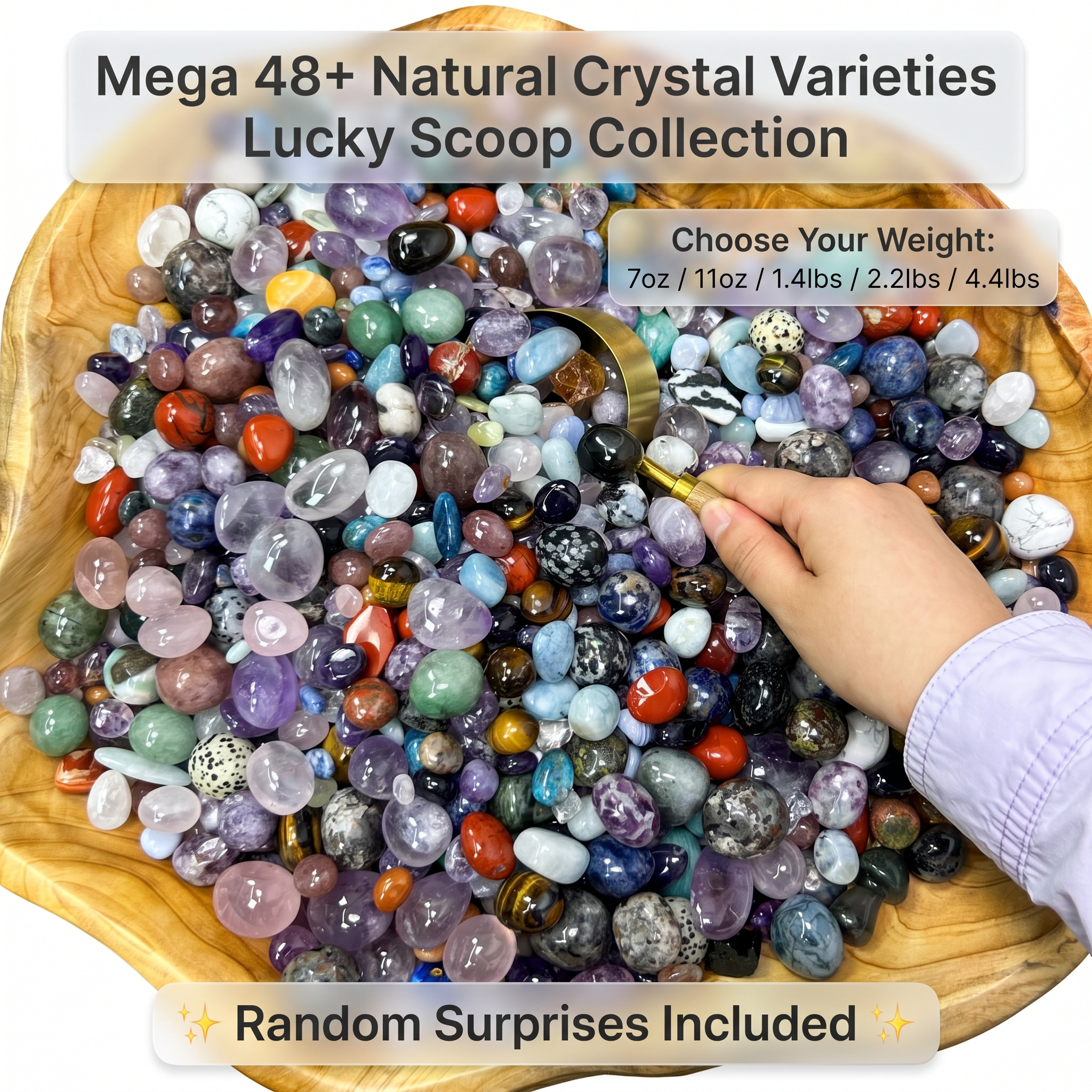 Natural Crystal Confetti Mystery Scoop - Healing Stones Mixed Bulk (7oz - 44lbs)